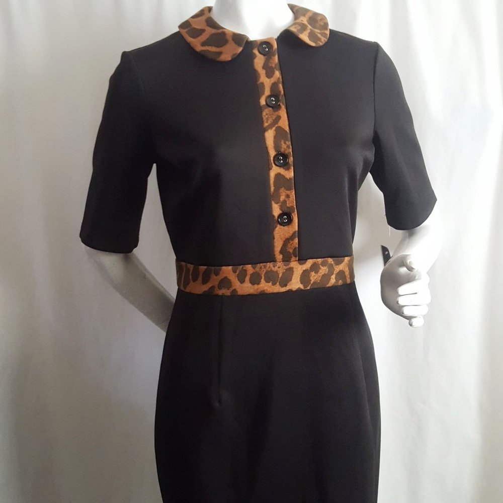 Enfocus Studio Animal Print Black Pencil Dress 6 NWT